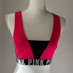 Victoria’s Secret PINK Neon Pink and Black Sports Bra